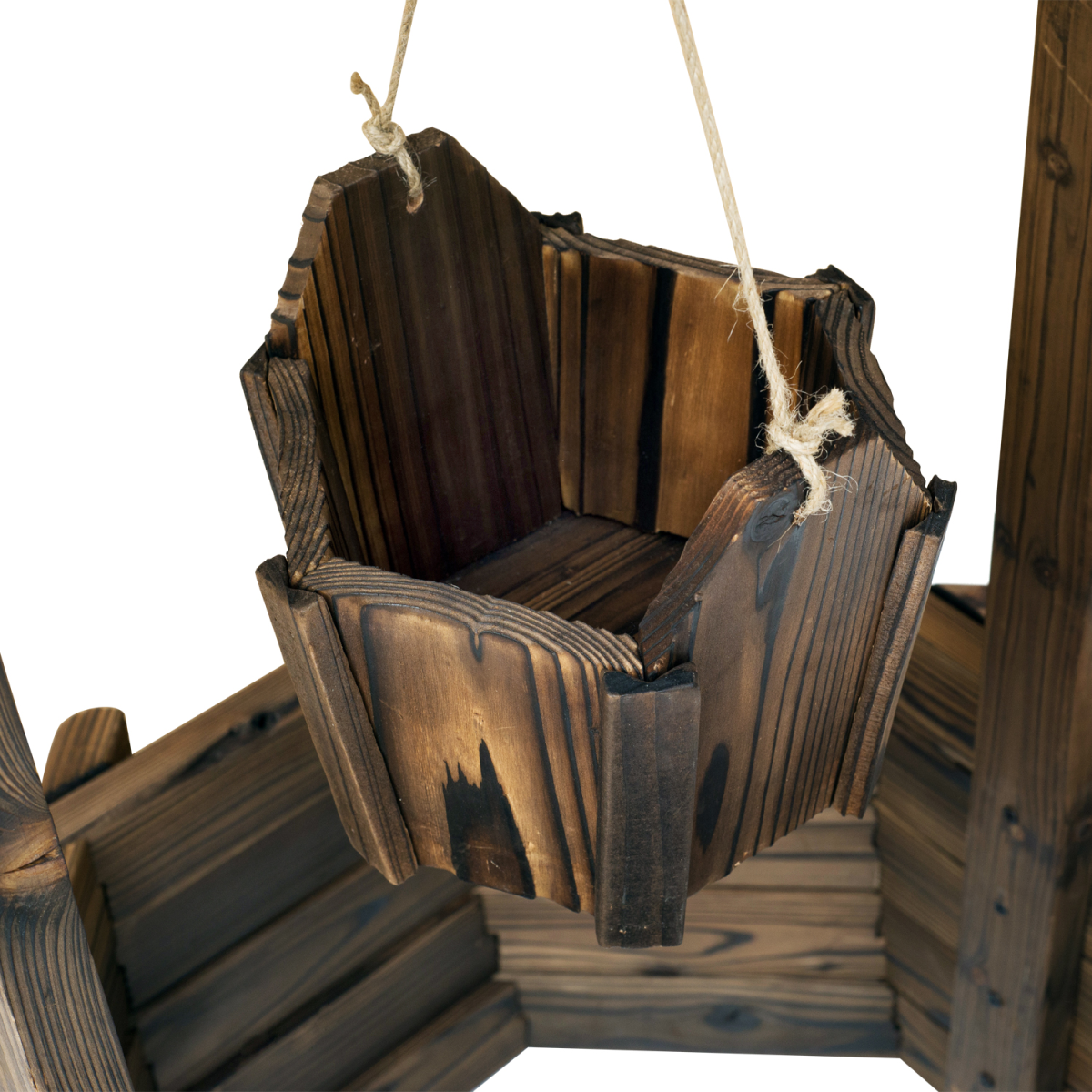 Wishing Well Planter Bucket,  60Lx55Wx 114H cm-Brown