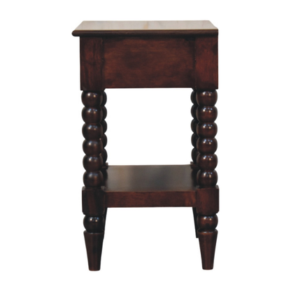 Artisan Furniture Solid Wood Vienna Nightstand, Drawer And Open Shelf, Dark Brown
