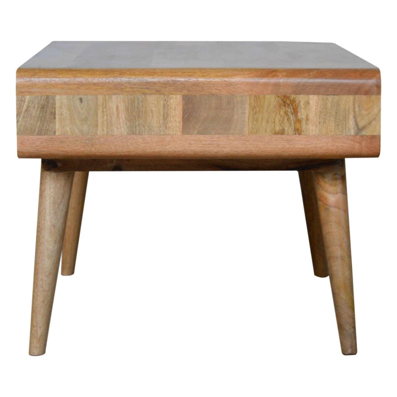 Artisan Furniture Solid Wood Curved Oak-ish Coffee Table, Beige, 2Drawers