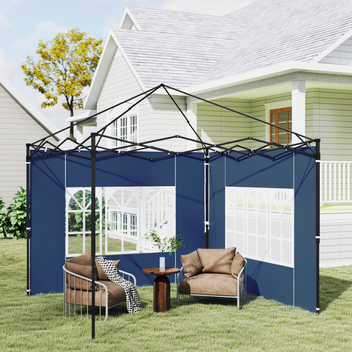 Outsunny Gazebo Side Panels for 3x3(m) or 3x6m Gazebo Canopy, 2 Pack, Blue