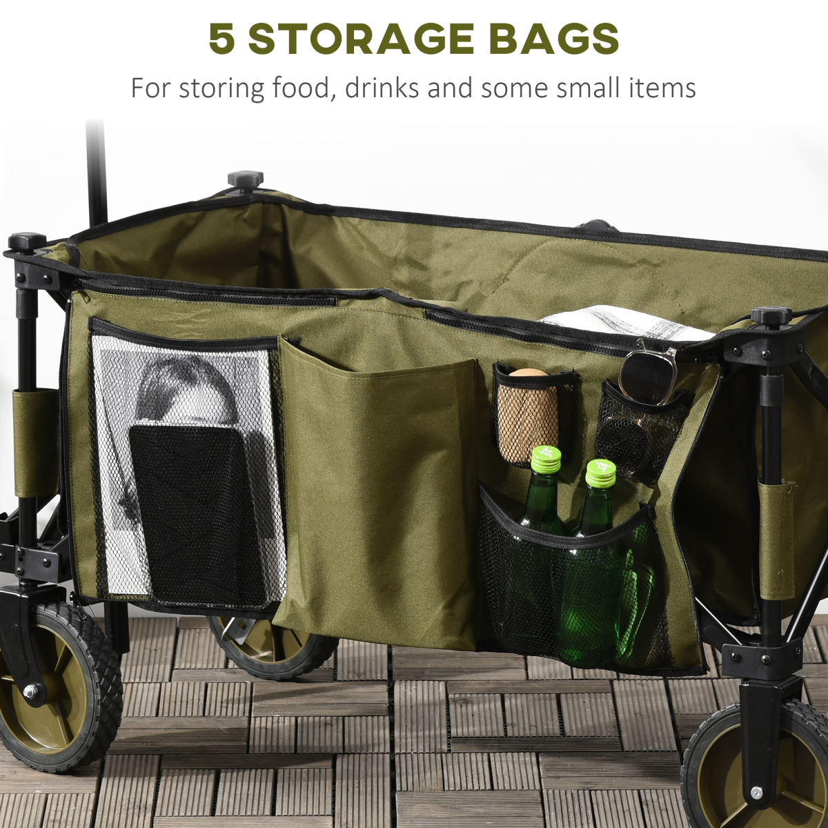 Folding Garden Trolley Collapsible Camping Trolley Steel with Folding Board