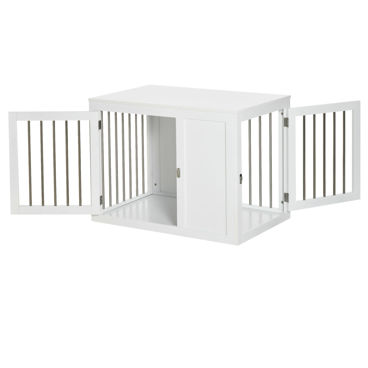 Furniture-Style Dog Crate End Table w/ 2 Doors, for Medium Dogs Pawhut