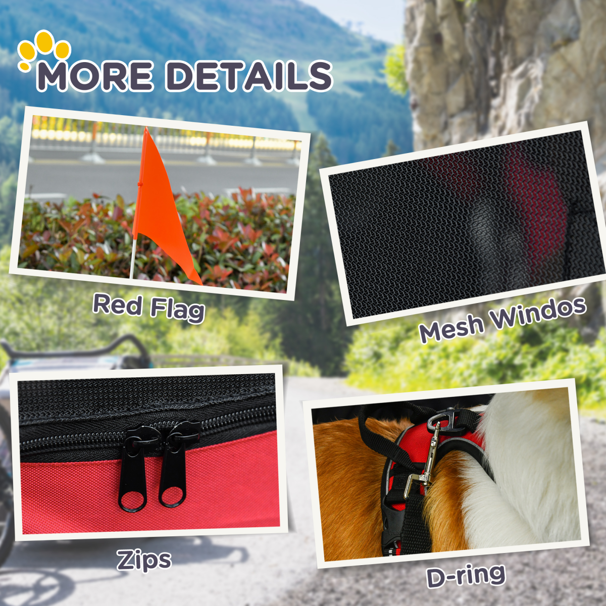Pet Bicycle Trailer Dog Cat Bike Carrier Water Resistant W/ Hitch Coupler Red