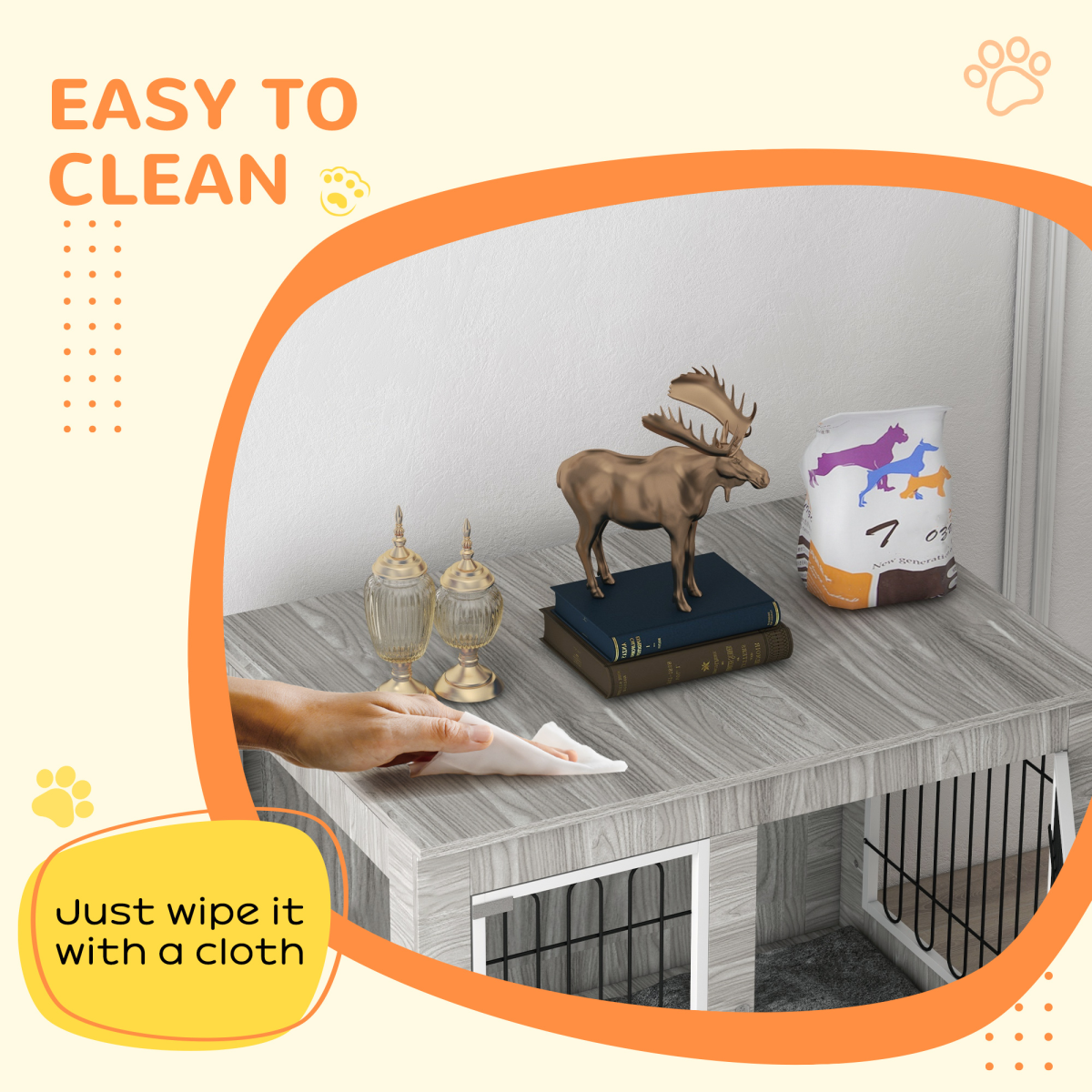PawHut Dog Crate Furniture, Dog Crate End Table with Soft Cushion, Double Door