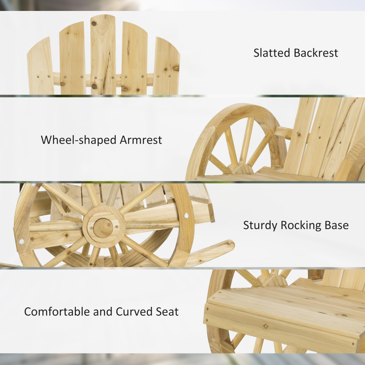Outsunny Adirondack Rocking Chair Porch Poolside Garden Lounging Natural