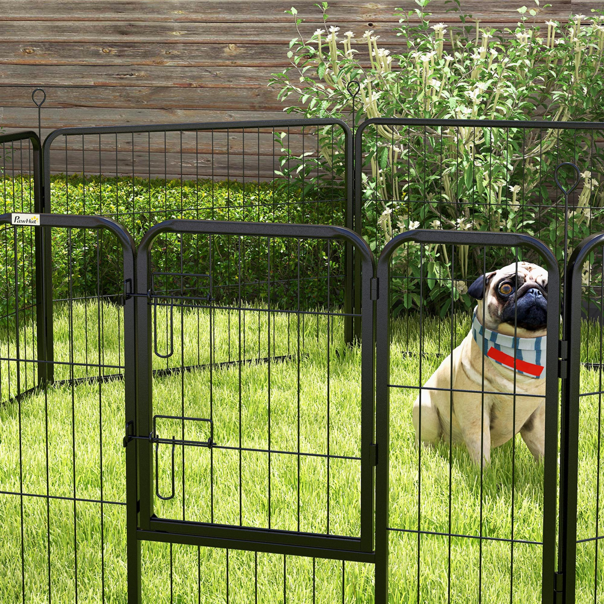 Pawhut Pet Pen Guinea Dog Pig Puppy Playpen Play House Steel Hutch Metel Black