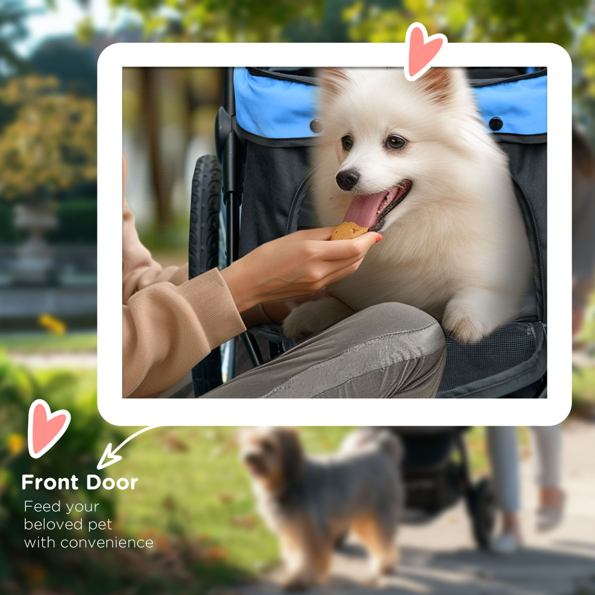 3 Wheel Pet Stroller, for Medium Small Dogs, Foldable Cat Pram - Blue
