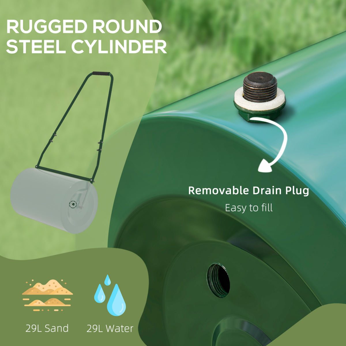 Heavy-Duty Lawn Roller - Efficient Flattening Tool for Perfect Lawns