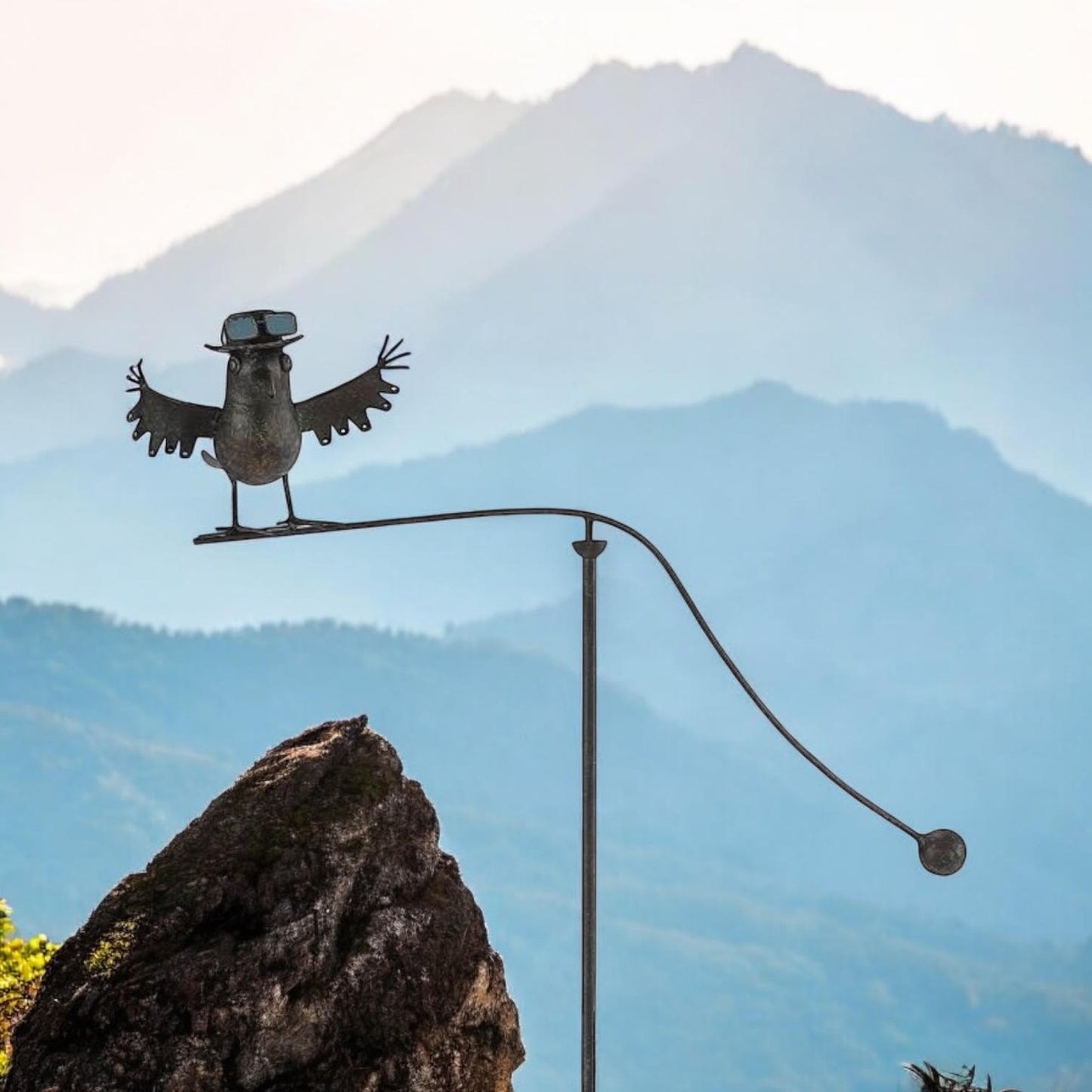 Durable Owl Bird Garden Spinner Metal Stake with Whimsical Spinning Motion - Unique Decorative Outdoor Art for Gardens, Porches, Balconies, Flower Beds, Lawns & Pots