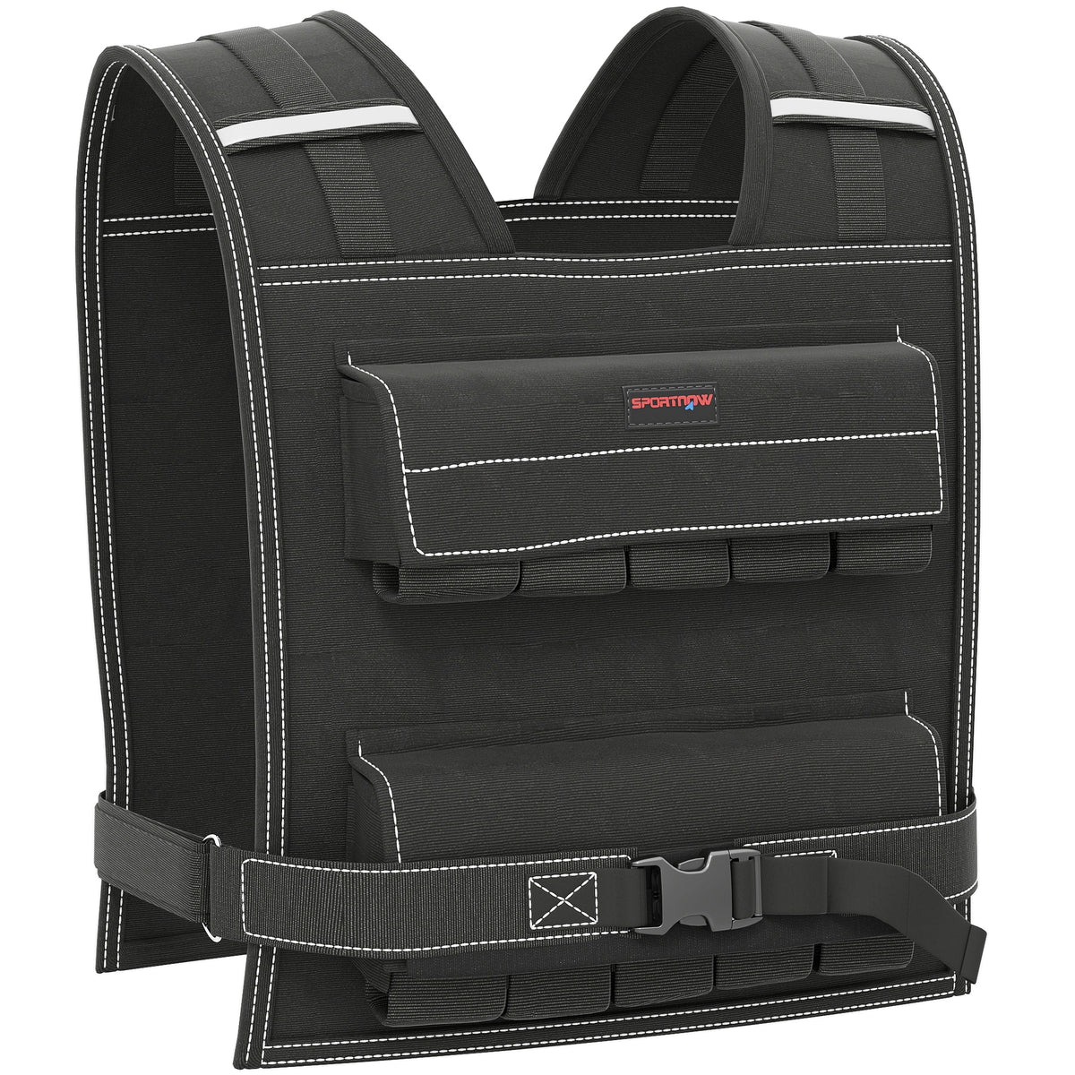 SPORTNOW 20KG Adjustable Weighted Vest, Running Weight Vest, with 30 Metal Weights, Reflective Strips, for Running, Exercise