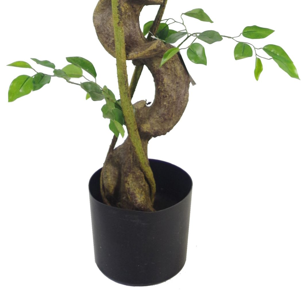 120cm Twisted Trunk Artificial Japanese Fruticosa Style Ficus Tree Gold Planter