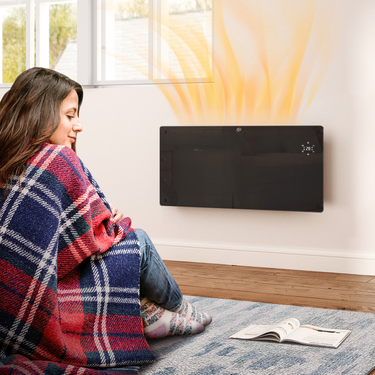 HOMCOM 2000W 5-35℃ Smart Control Heater - Black