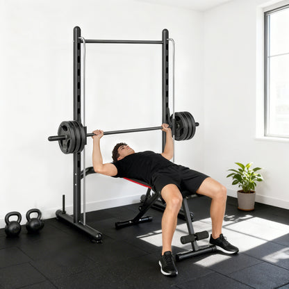 HOMCOM Adjustable Squat Rack, with Pull Up Bar, Barbell Bar for Home Gym