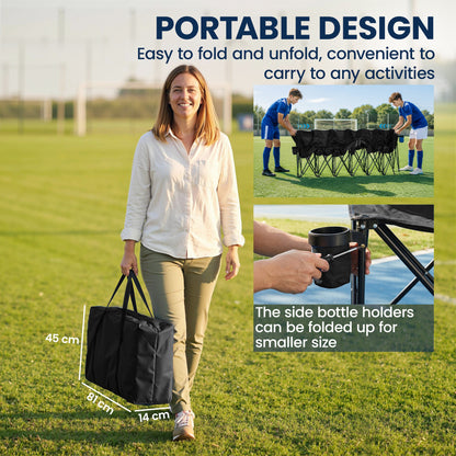Outsunny 6 Seater Folding Camping Chair with Cup Holder & Carry Bag - Black