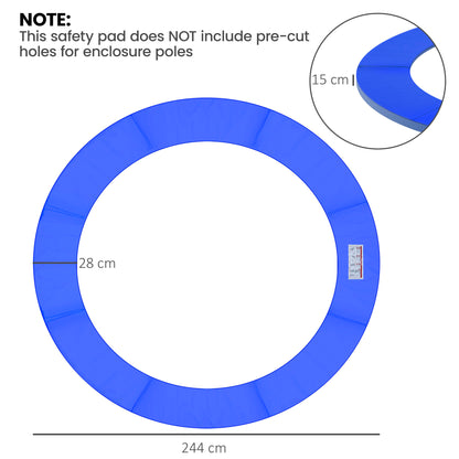 HOMCOM 8ft Trampoline Pad, Φ244cm Trampoline Accessories Surround Pad Thick Foam Pads Padding Replacement Spare, No Holes for Pole, Blue