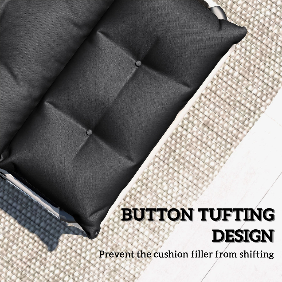 Outsunny Set of Two 190 x 56cm Sun Lounger Cushions - Black