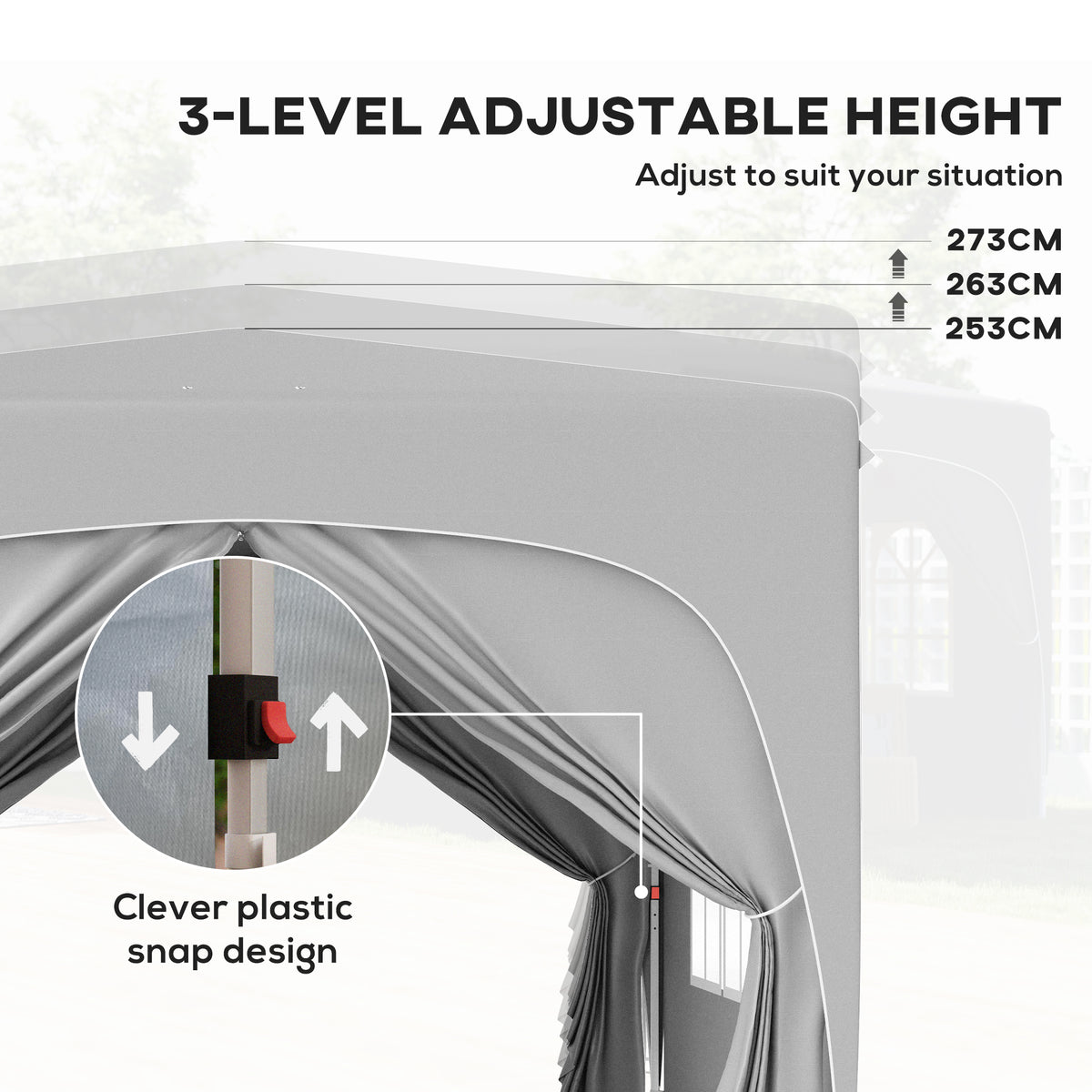 Outsunny 3 x 3m Pop-Up Gazebo Shelter, with Accessories - Light Grey
