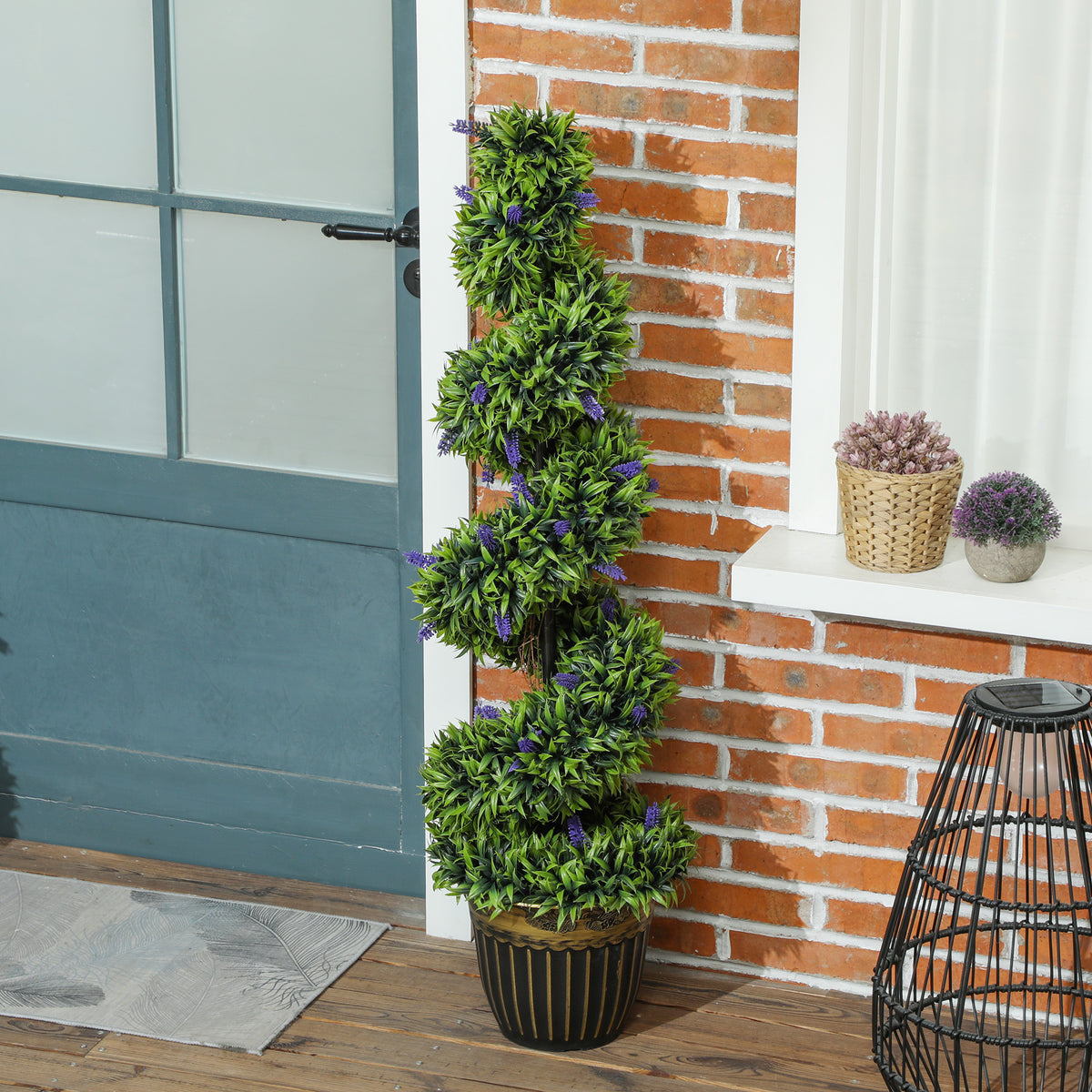 HOMCOM Set of Two 115cm Artificial Lavender Trees
