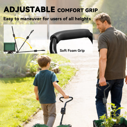 Outsunny 114L Steel Frame Garden Cart Trolley - Green