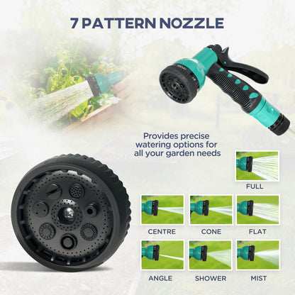 Outsunny Retractable Hose Reel Wall Mounted, 20+2m Garden Hose Pipe Reel with Lock, Auto Rewind, 7 in 1 Spray Nozzle, Includes Wall Fixings, 180° Swivel, Outdoor Watering, 54 x 20 x 39 cm, Light Grey