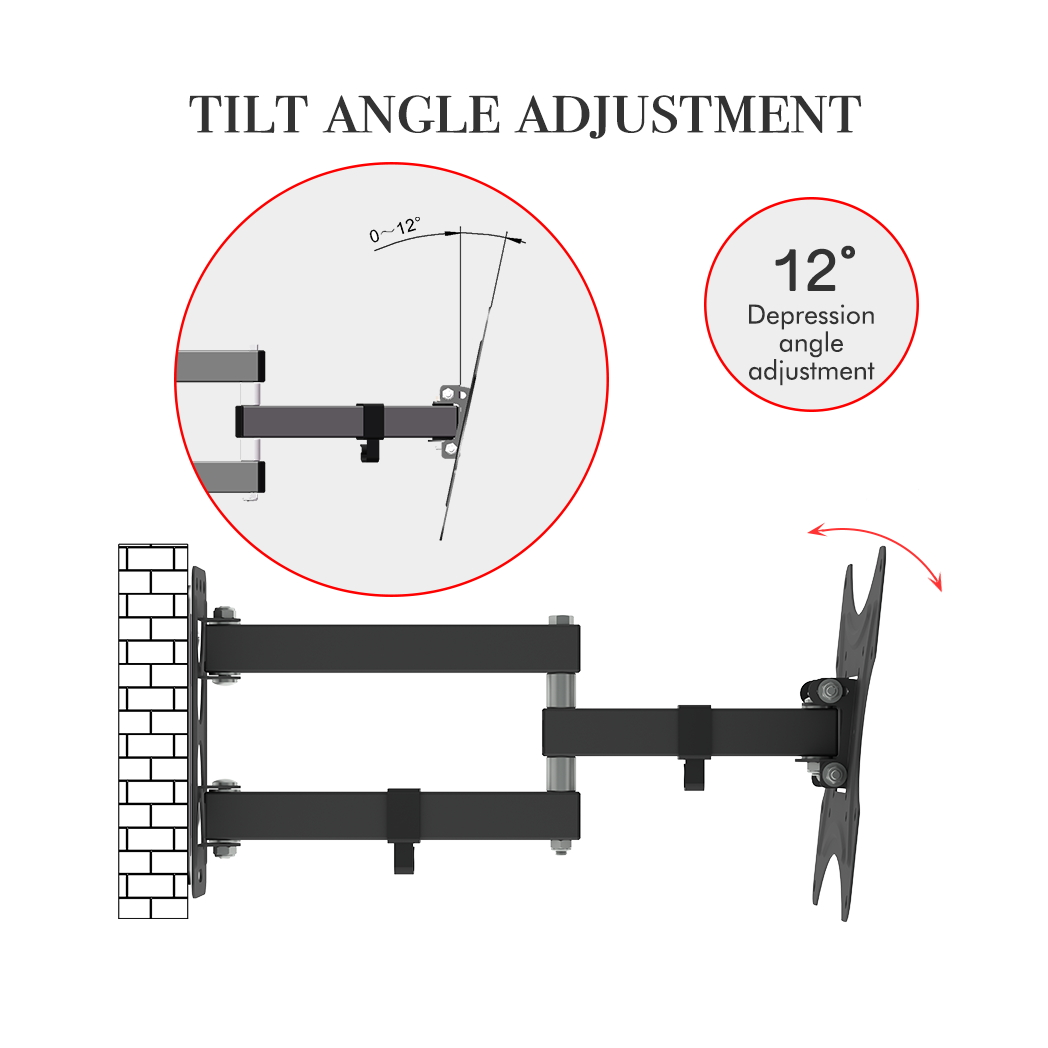 LEADZM 26-50" Adjustable Wall Mount Bracket Rotatable TV Stand TMX200 with Spirit Level