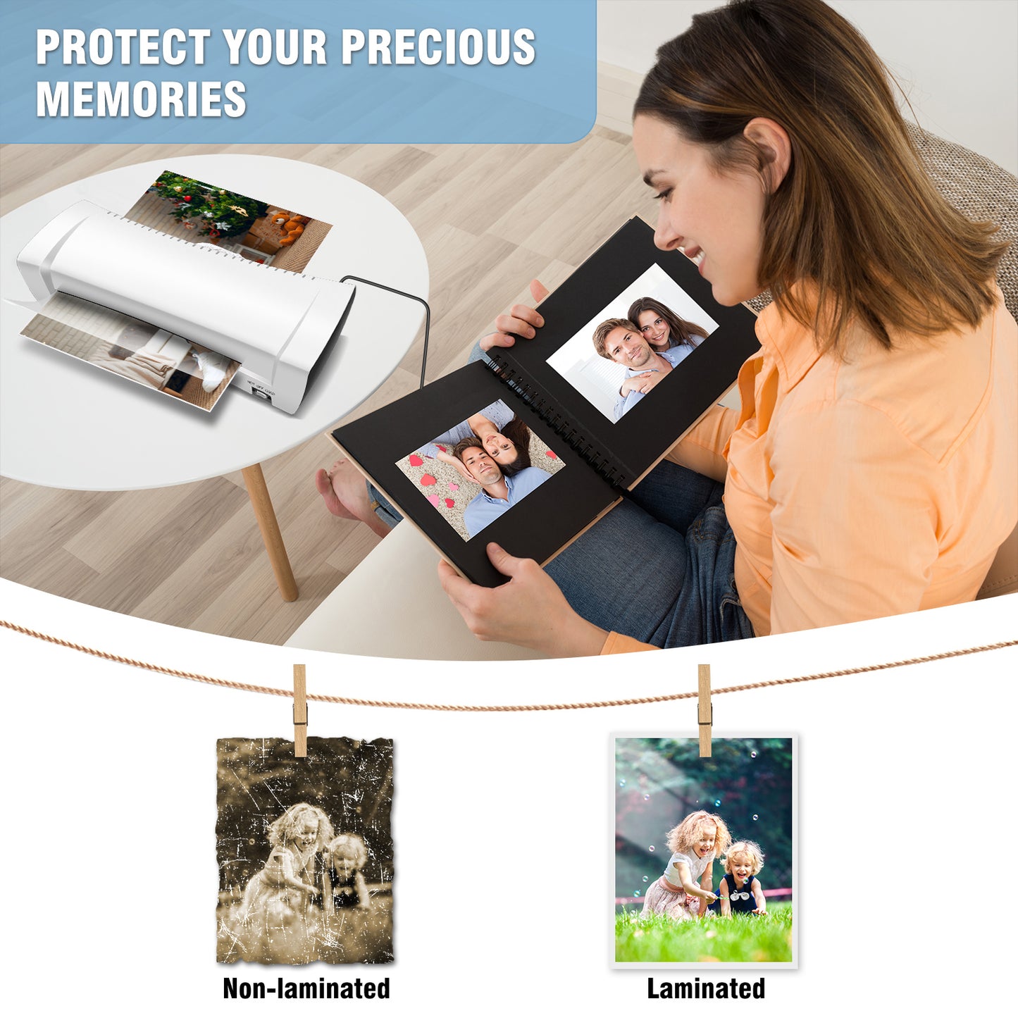 DayPlus A4/A5/A6 Thermal Laminating Machine Compact Lightweight A4 Laminator with Hot and Cold Settings, 3-4min Quick Warm-up