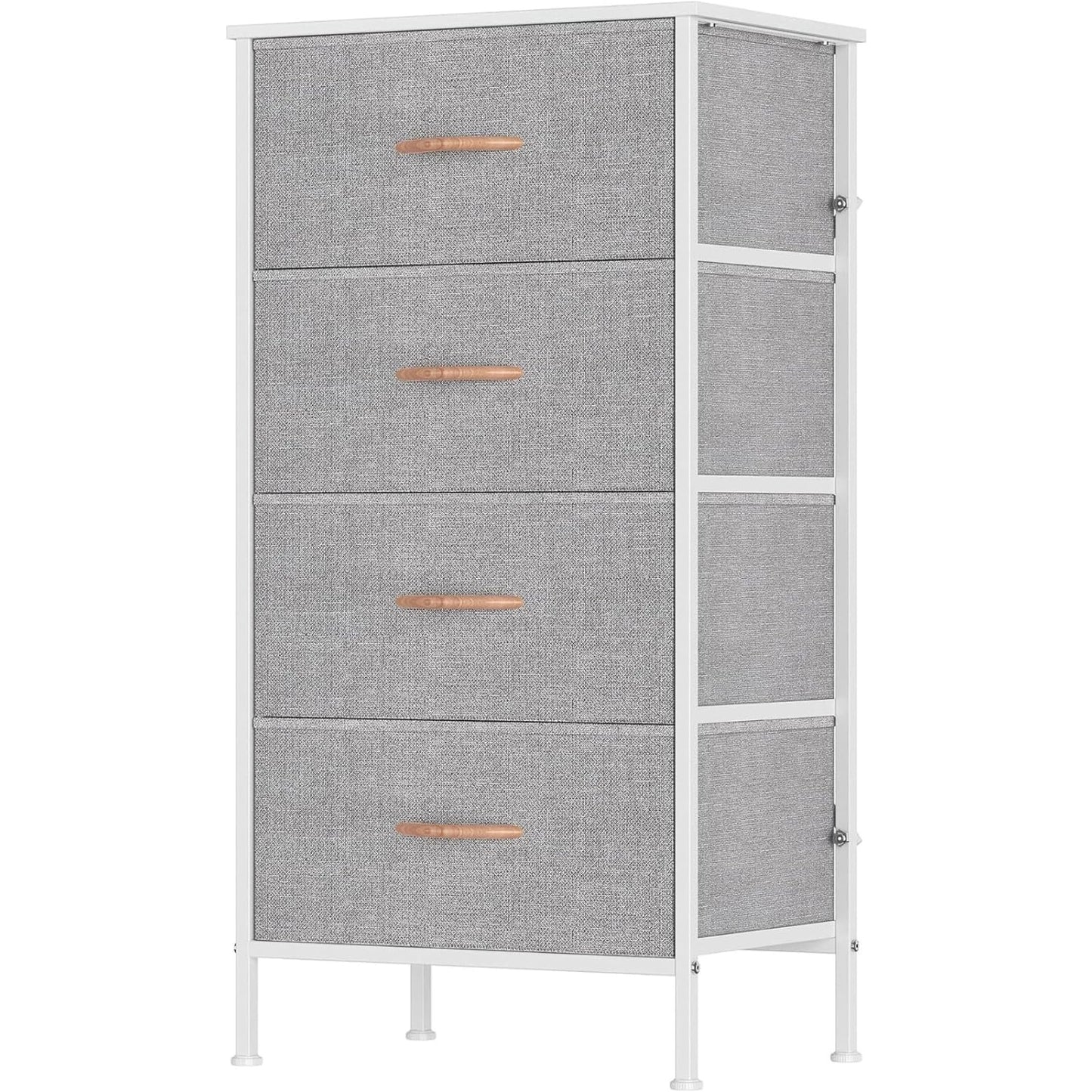 Feonase Chest of Drawers with 4 Fabric Drawers, Large Bedroom Dresser with Wooden Top & Sturdy Metal Frame, Tall Storage Organizer Unit for Bedroom