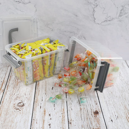 Jekiyo 6 Pack Plastic Storage Box with Lid, 3L Mini Clear Container Box