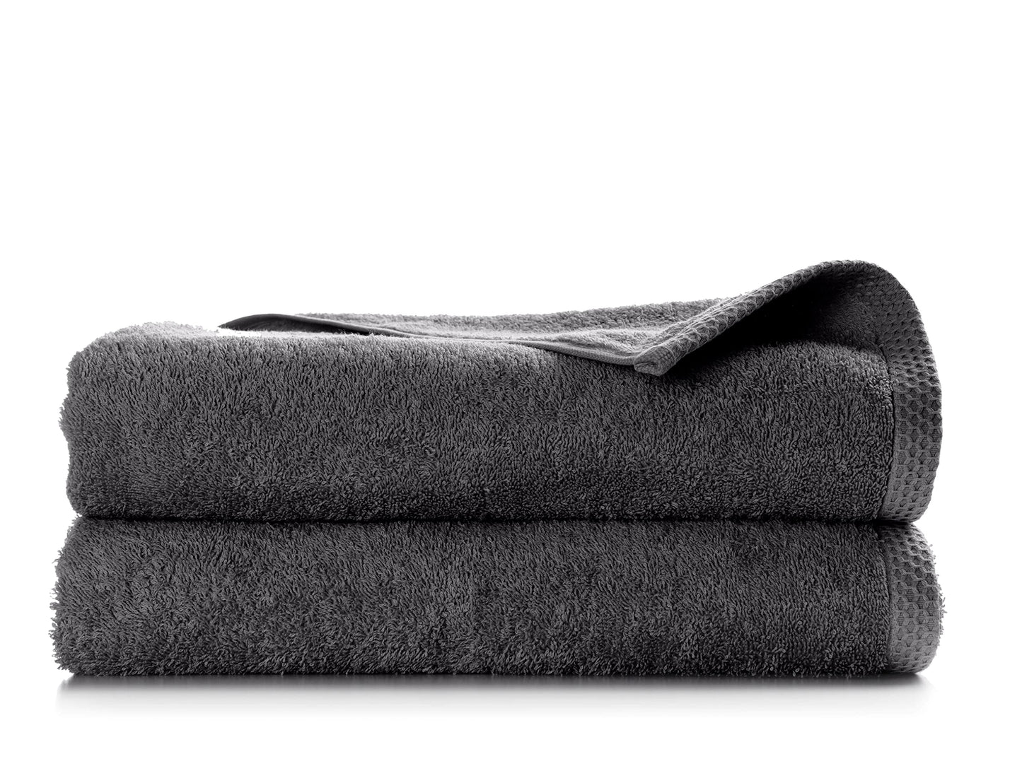 SLEEPZEN Set of 2 Grey Bath Towels - GOTS Certified Organic Cotton 500gr/m2 - Made in the EU - 2 Bath Sheets 70x140cm - Absorbent, Soft and Ecological
