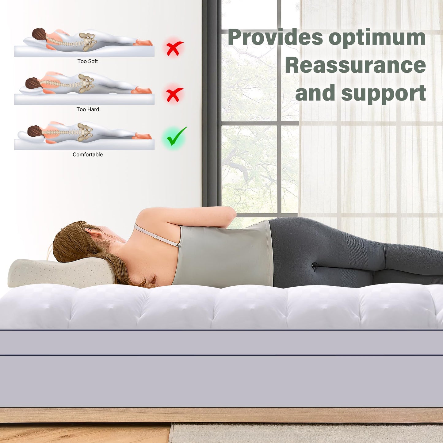 Mattress Topper 140 x 200 cm, 1000 g/m² Ultra Soft Mattress Topper, Microfibre Mattress Protector, Medium Firm, Machine Washable