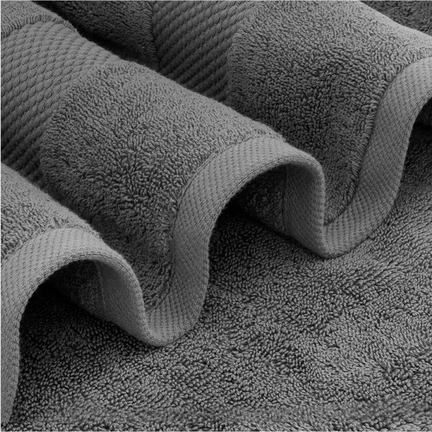 White Classic 8 Piece Towel Set Charcoal Grey - Egyptian Cotton Towels 2 Pcs Large Bath Towels, 2 Pcs Thick Hand Towels, 4 Pcs Face Towels, Quick Dry