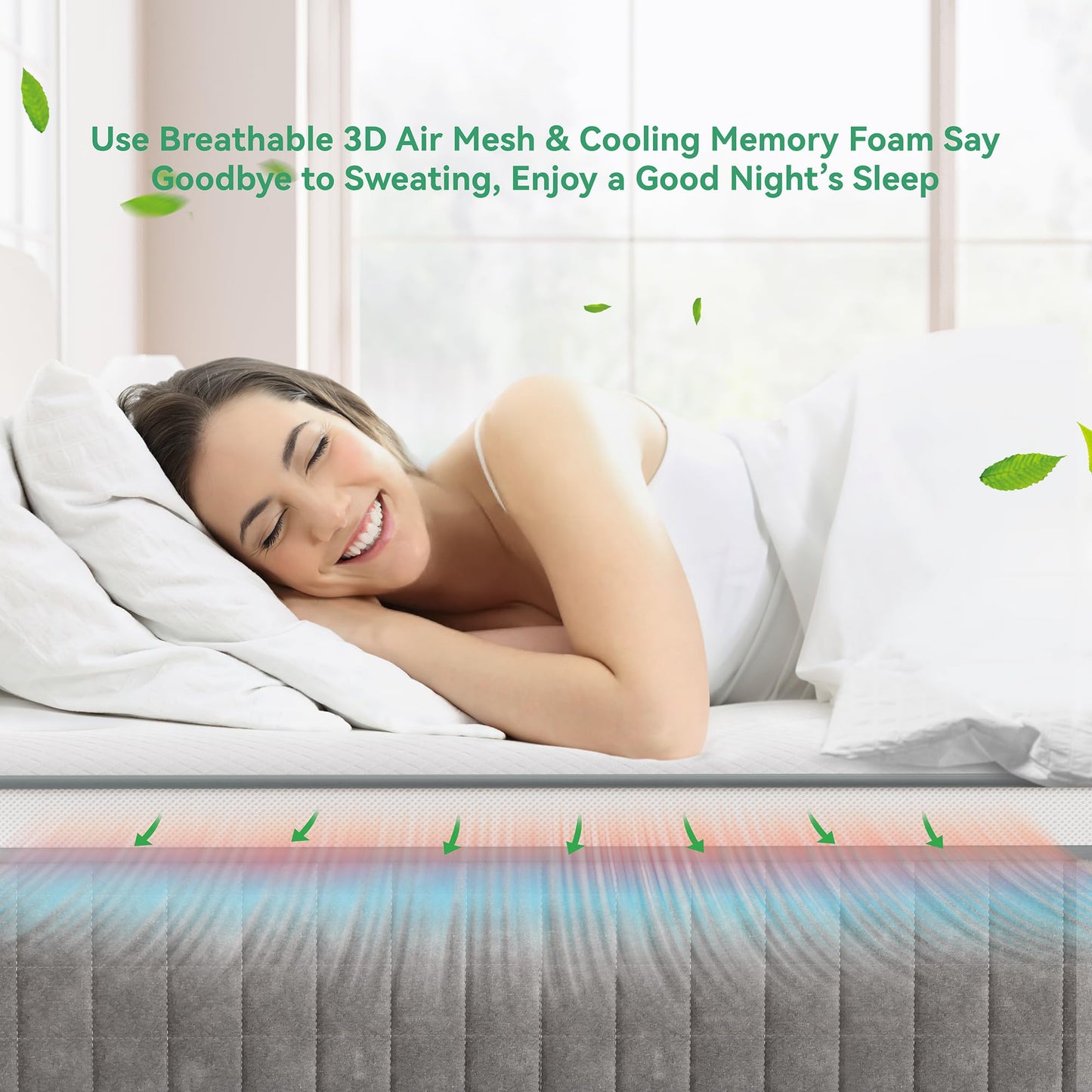 TeQsli 3FT Single Mattress, 10Inch Memory Foam Pocket Sprung Hybrid Mattress for Pressure Relief - Medium Firm Mattress-in-Box 90x190x25cm