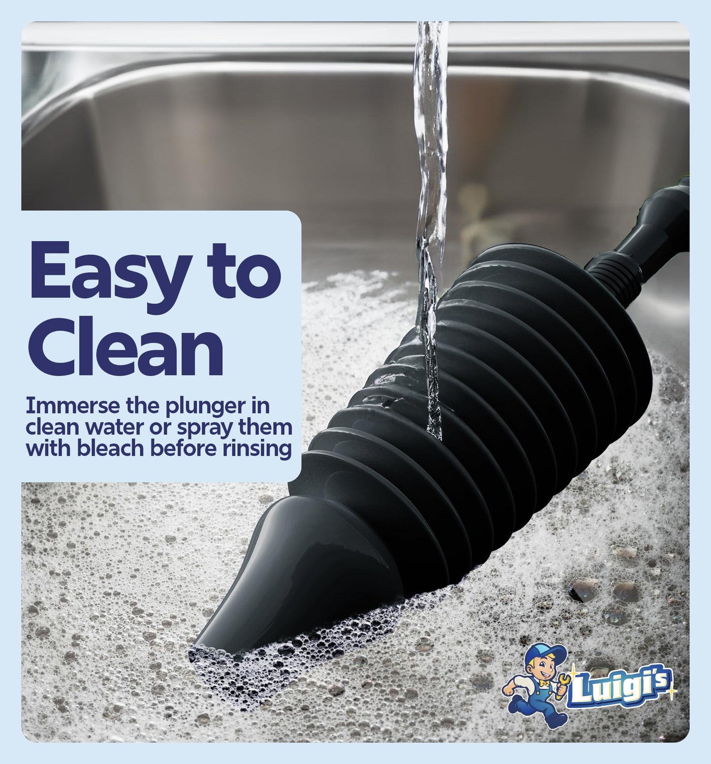 Luigi's World's Best Plunger - Unclogger Tools for Unblocking Toilet - Heavy Duty Plungers with Unique Unblocker Design