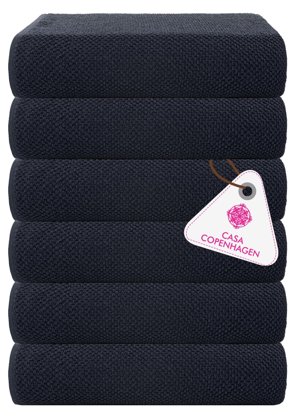 CASA COPENHAGEN Popcorn Textured 6-Piece Small Bath Towel Set - Navy Blue, 550 gsm, 6-piece small bath towels, cotton towels for rough and tough use