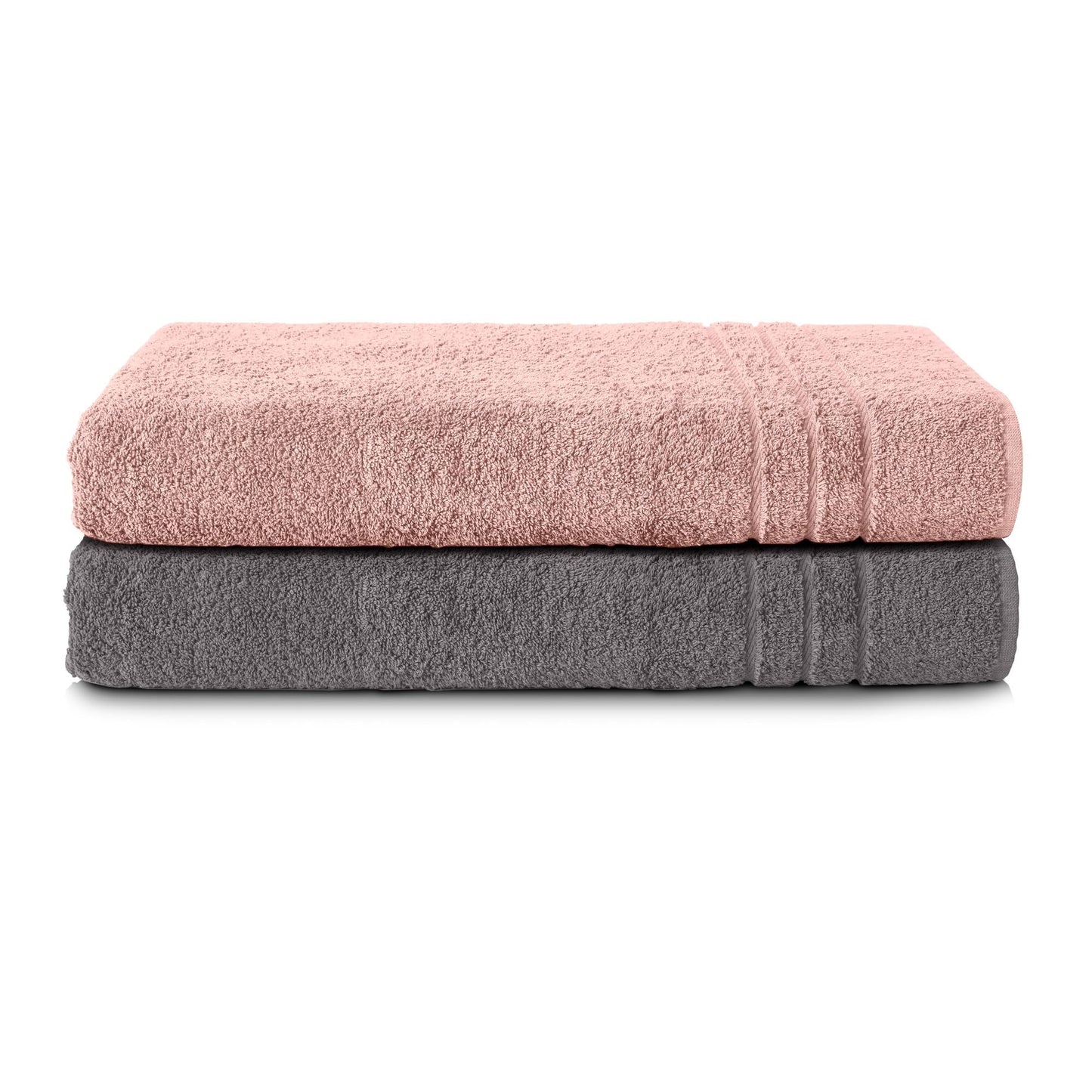 Komfortec Bath Towels, 100% Cotton, Quick Dry, 70x200, Grey & Pink