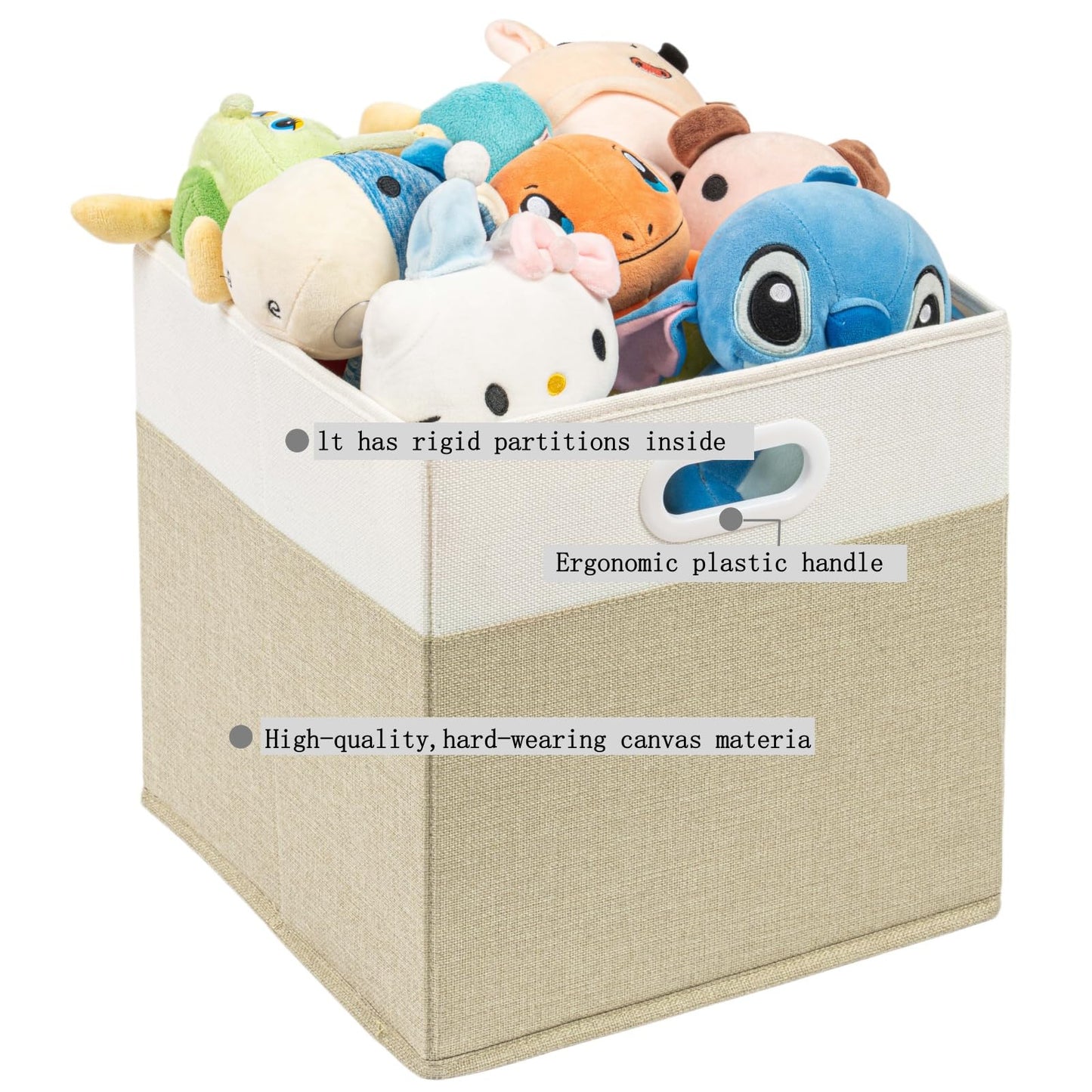 SOCOHOME Fabric Storage Boxes,33x33x33cm Storage Cube, Foldable Storage Baskets for Shelf Nursery Closet(Light Khaki/Cream White, 4 Pack)