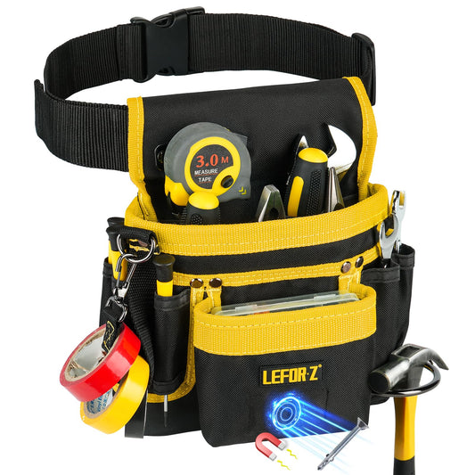 Tool Belt,Magnetic Tool Pouch,14-Pockets Tool Belts for Men,Detachable Adjustable Tool Pouch Belt for Electrician,Carpenter,Construction,Work