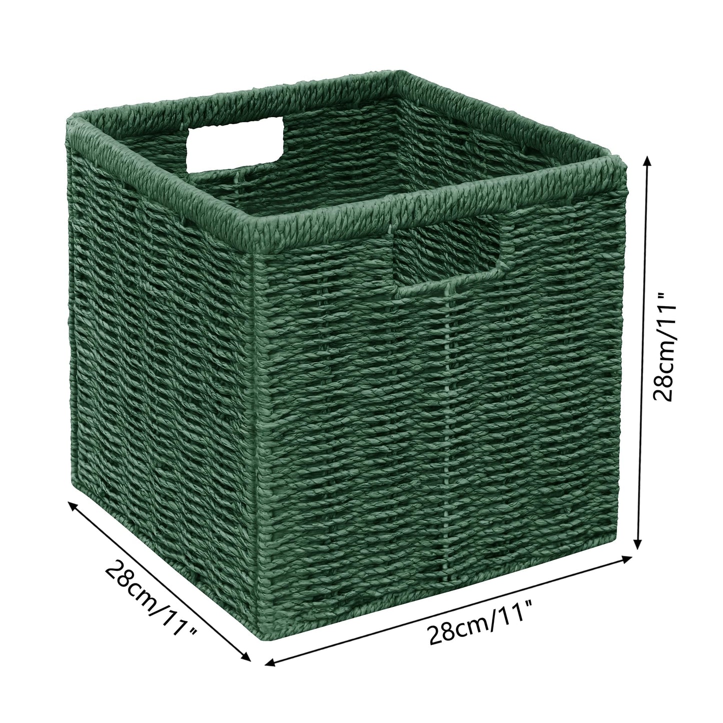 Vagusicc Wicker Storage Basket, Foldable Storage Cubes Organizer Bins, Handwoven Storage Baskets for Shelves Closet Wardrobe Bathroom