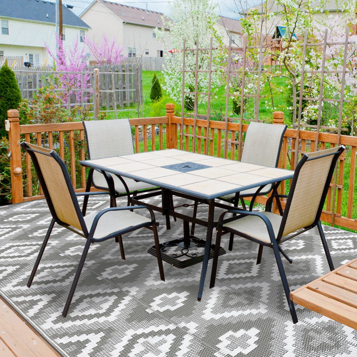 Enyhom Large Outdoor Rug 180 x 270 cm, Reversible Plastic Straw Woven Rug, Waterproof Camping Rugs for Garden, Recycled RV Patio Floor Mat for Porch