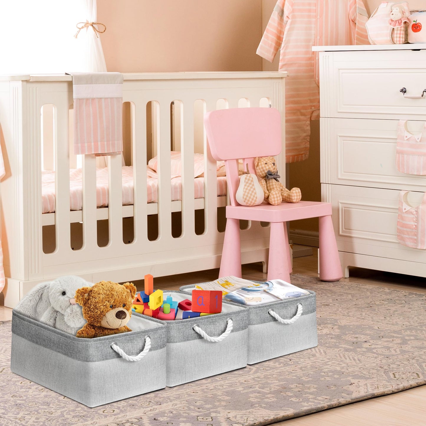 Large Storage Box, Shelf Storage Baskets with Handles, Foldable Fabric Storage Baskets Home Organizer for Shelves Wardrobes Cupboards