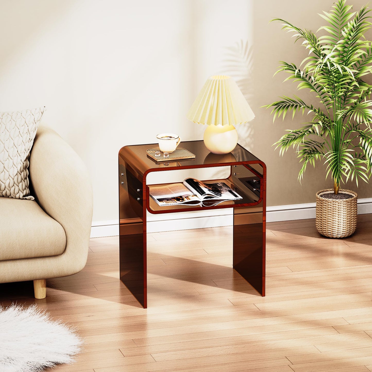 solaround Acrylic Side Table, Dark Brown