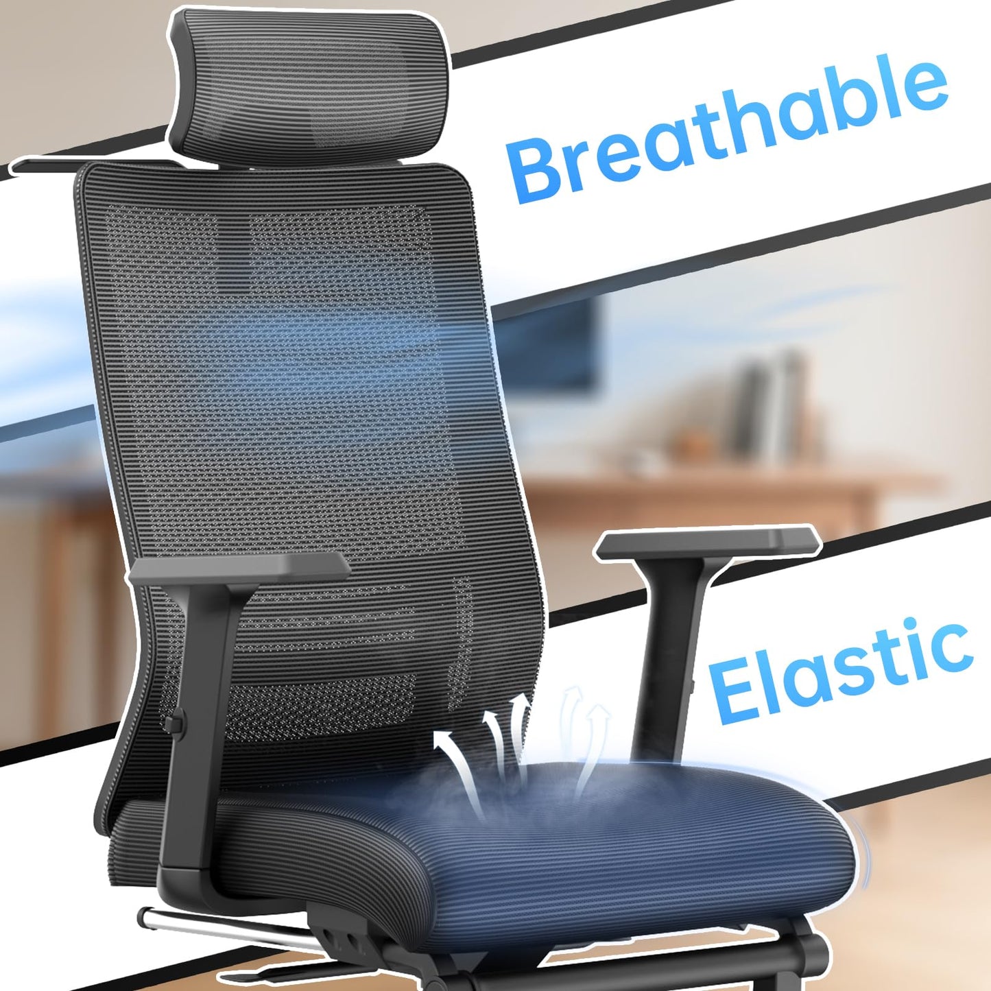 IZYUF Ergonomic Office Chair with Footrest,145° Reclining