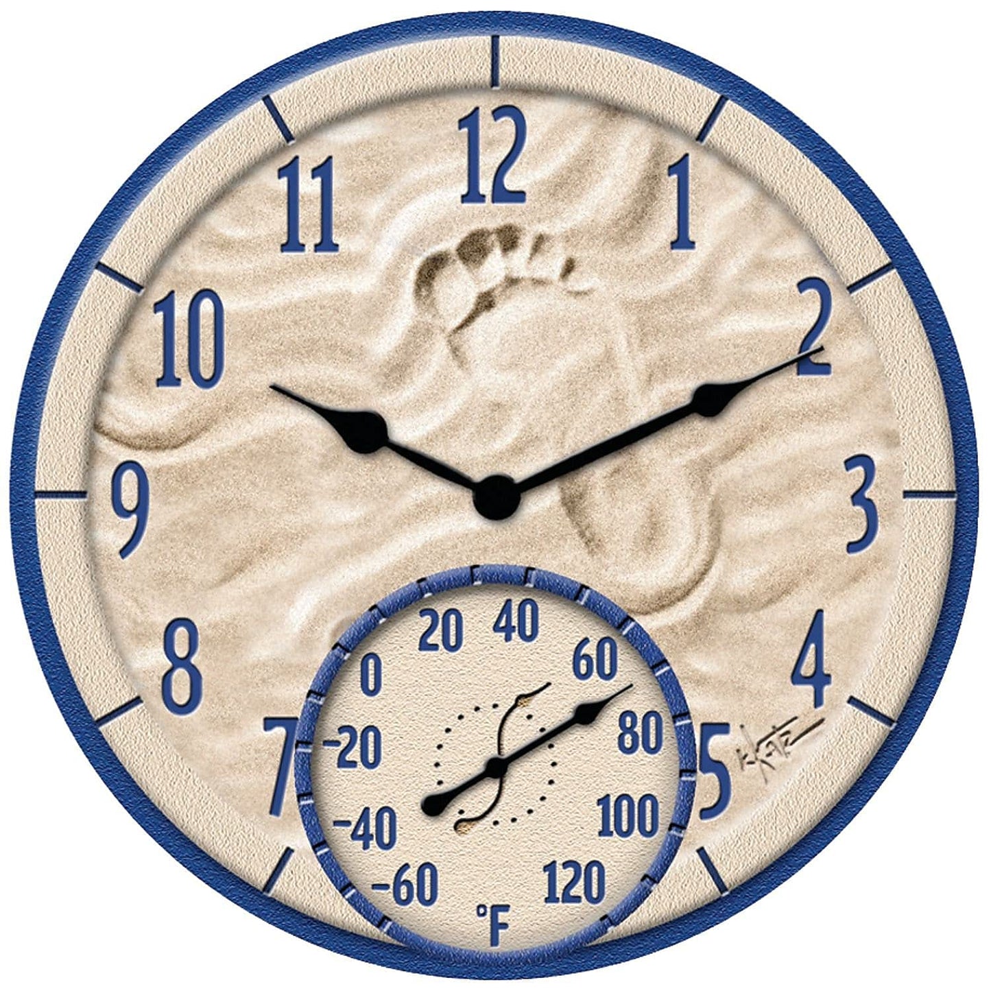 Taylor Precision Products, By The Sea Poly Resin Indoor and Outdoor Clock and Thermometer, 14 Inch, Multi-Color
