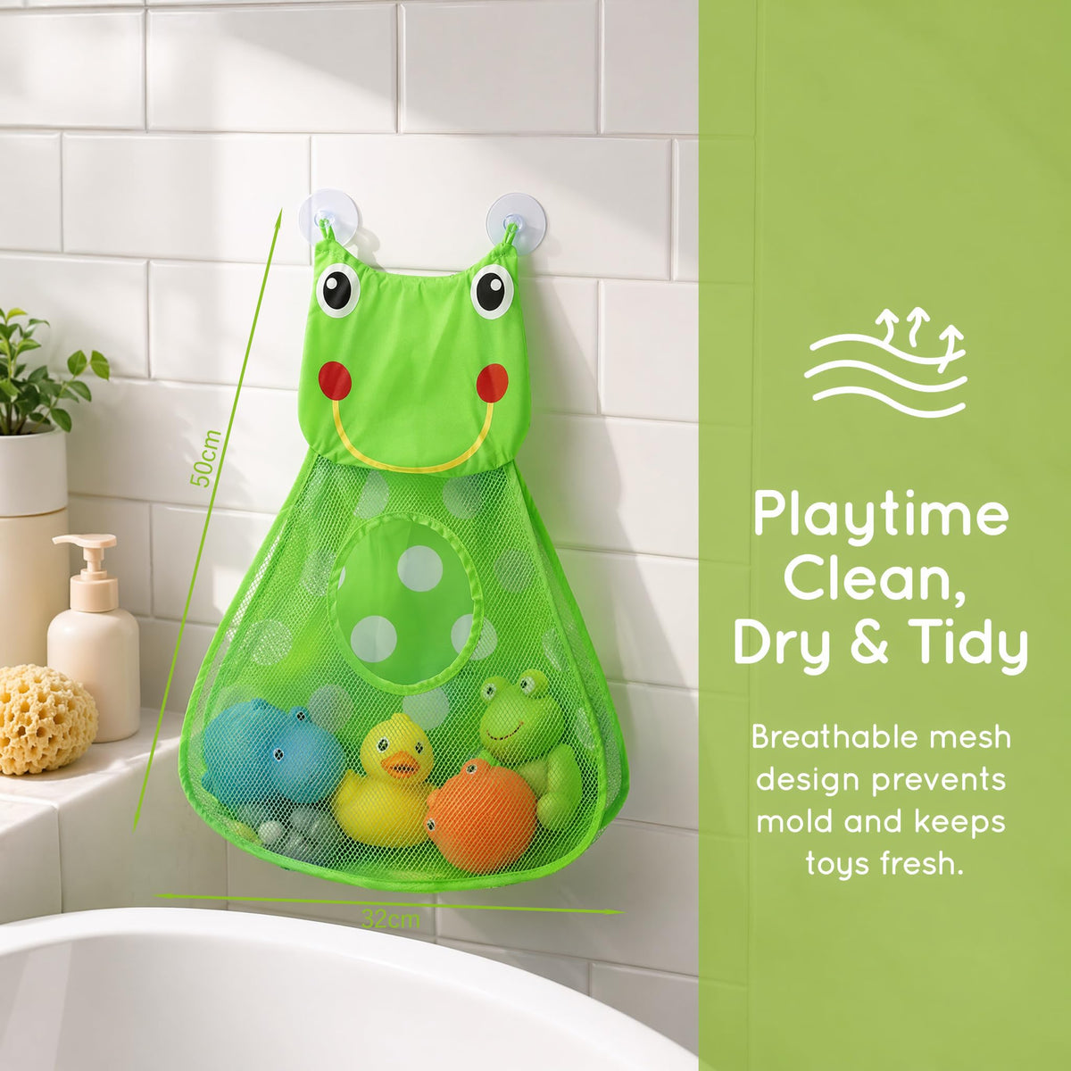 QIANSSE 2-Pack Bath Toy Storage Bag with Suction Cups