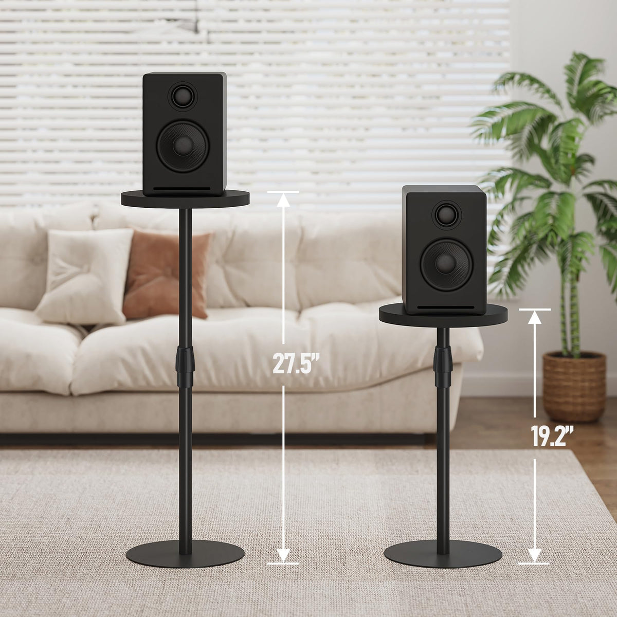 TUTOTAK Tall Round Side Table, Adjustable height, Small End Table, Drink Table, Pedestal Side Table, livingroom, Black TB01BK096EU