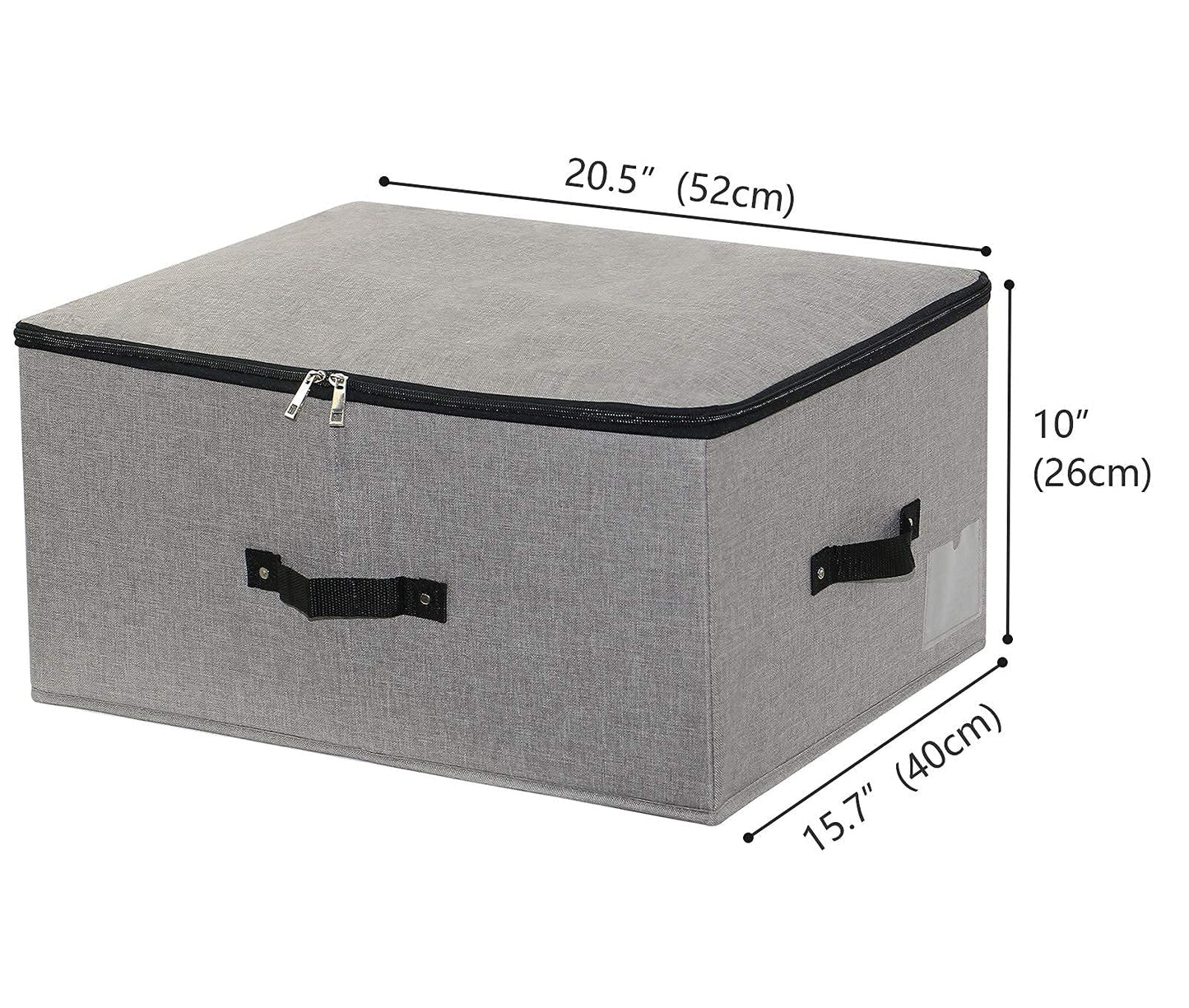 Omygarden Large Storage Bins 52×40×26cm with Zippered Lids, Dark Grey