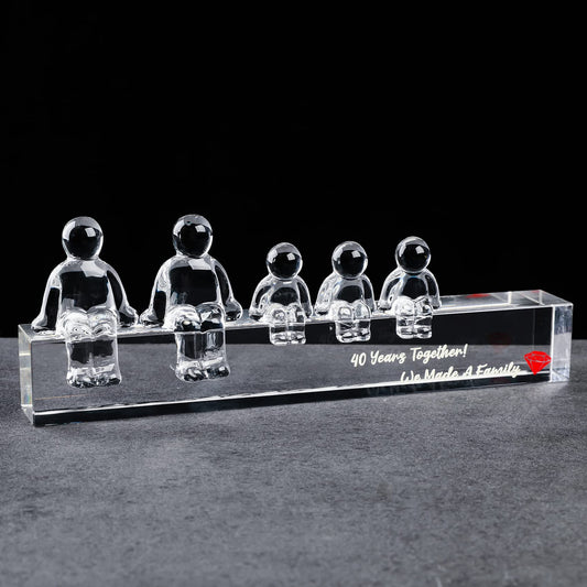 Movdyka Crystal 40th Ruby Wedding Anniversary Sets Idea Gifts for Her Wife, 40 Years Together We Made A Family Figurines Ornaments for Him (3