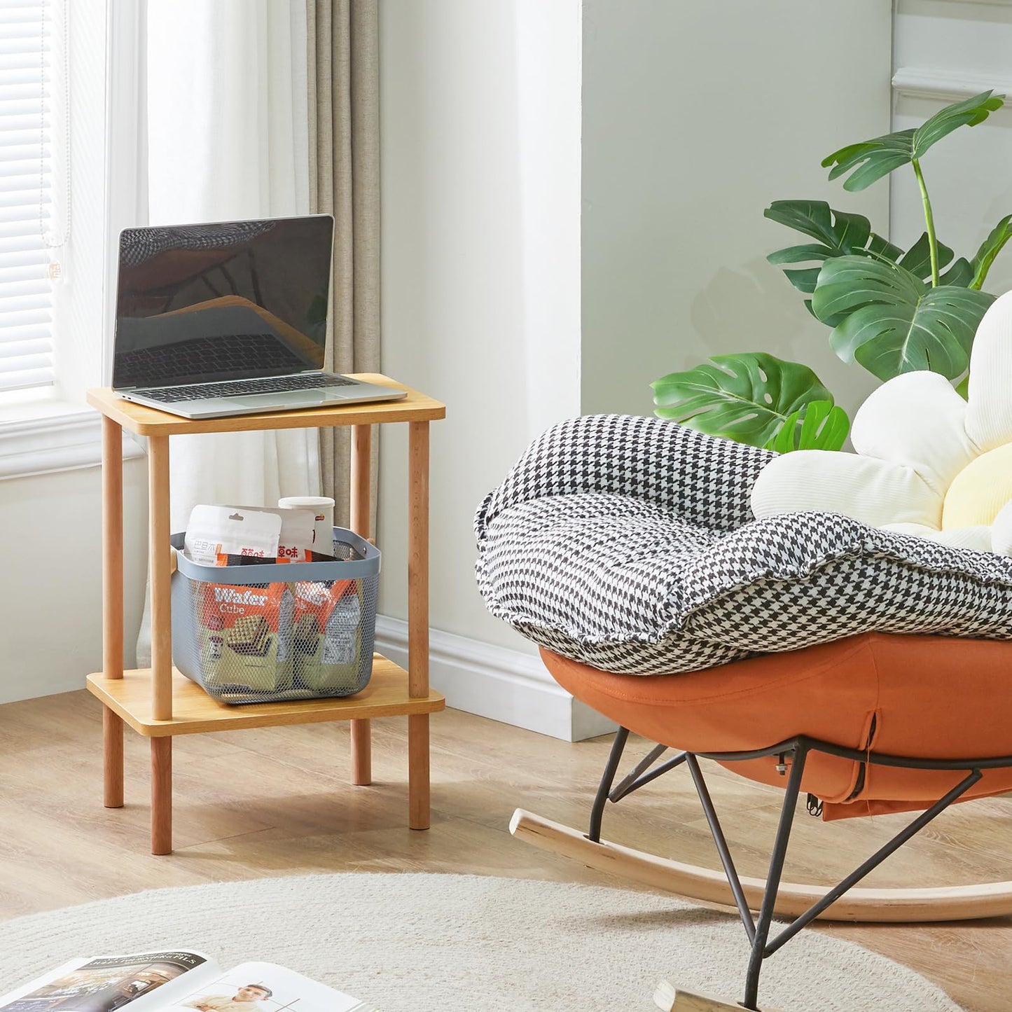 IBUYKE 2-Tier Side Table,End Table with Storage Shelf,Natural WST002N