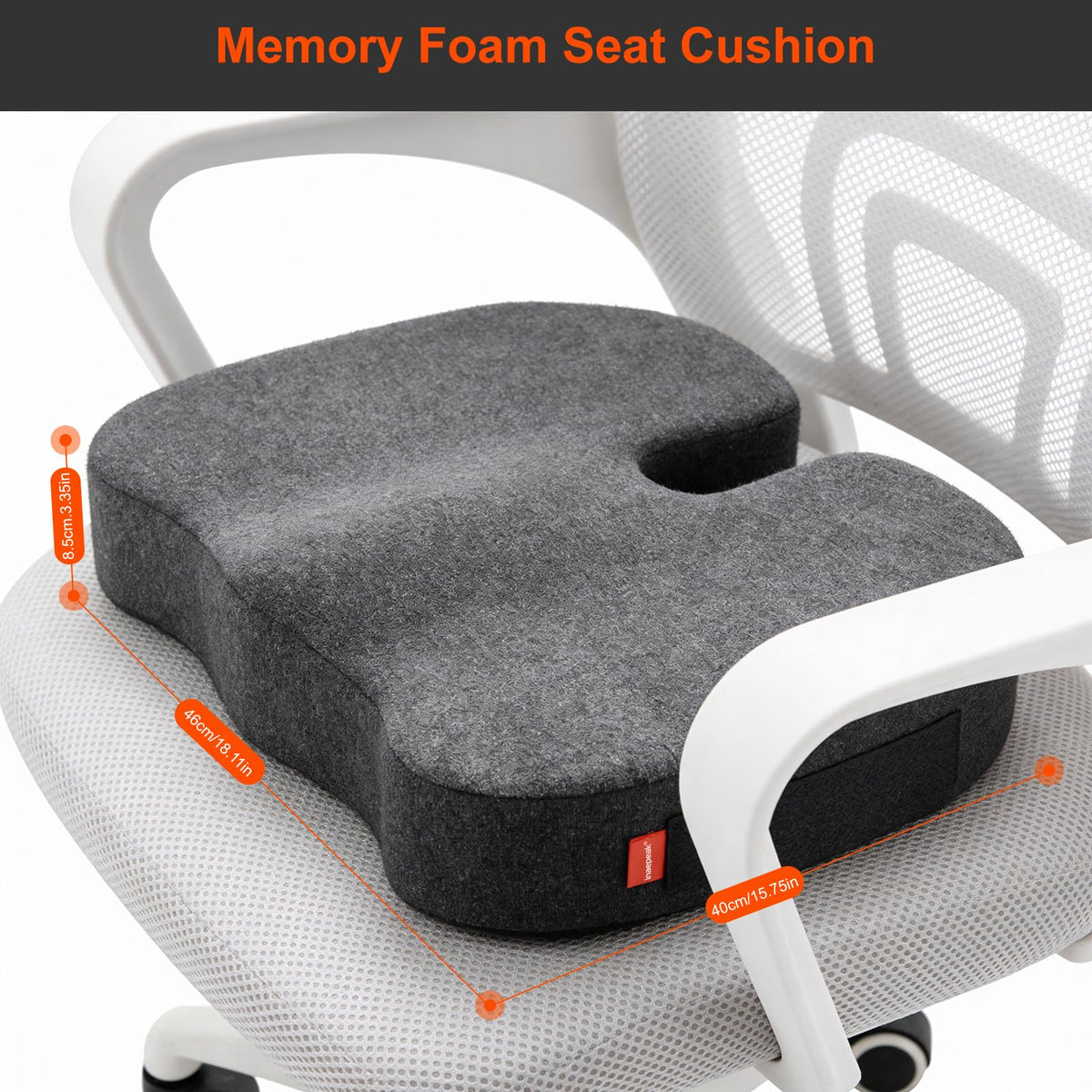 inaepeak Seat Cushion, Memory Foam Seat Cushion for Coccyx Tailbone Pain Relief, Suitable for Office Chair/Car Seat/Wheelchair