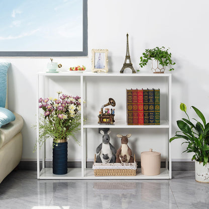 HDANI Console Table,3 Shelf Sofa Table,Thin Entryway Table,Metal Frame Couch Table for Small Spaces,Living Room,Hallway White, 100×30×80cm